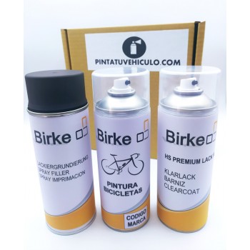 Kit completo de 3 sprays para bicicletas: imprimación, pintura bicapa personalizada y barniz acrílico