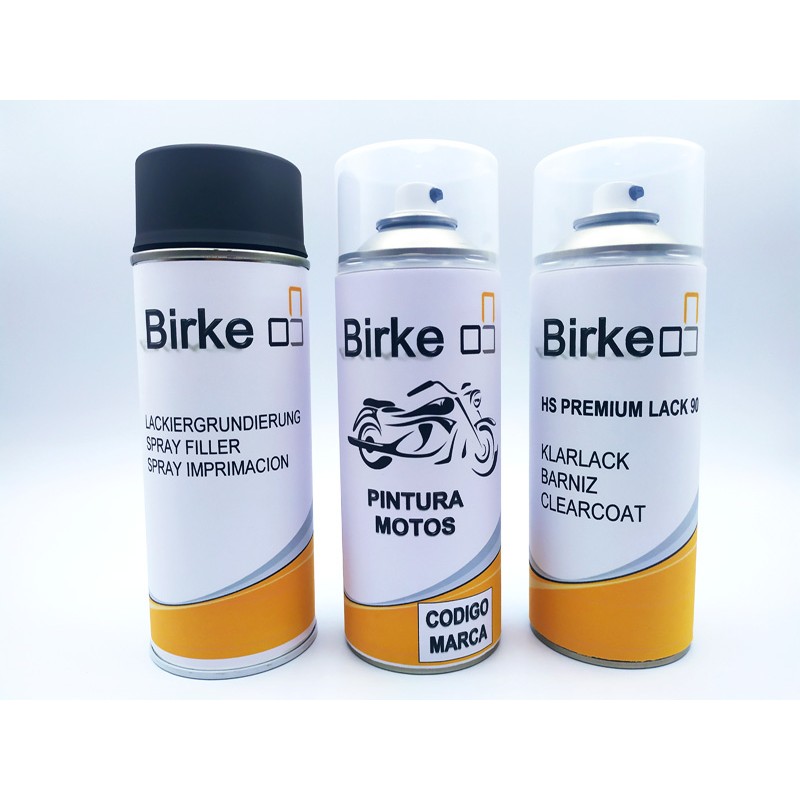 Kit de 3 spray: Imprimación, color a medida y barniz para un acabado profesional en tu moto.