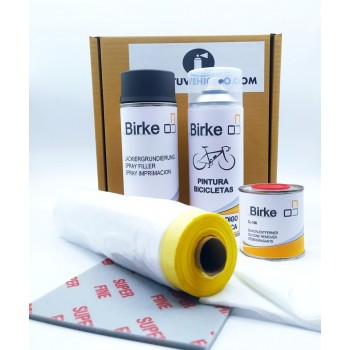 Kit completo de pintura monocapa en spray para bicicletas: Color, brillo y protección en un solo paso.