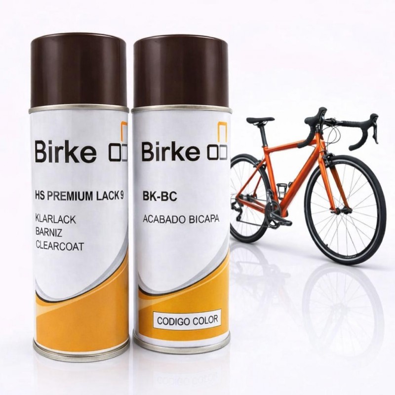 Kit pintura bicapa para bicicletas: incluye spray de color a medida y barniz protector.